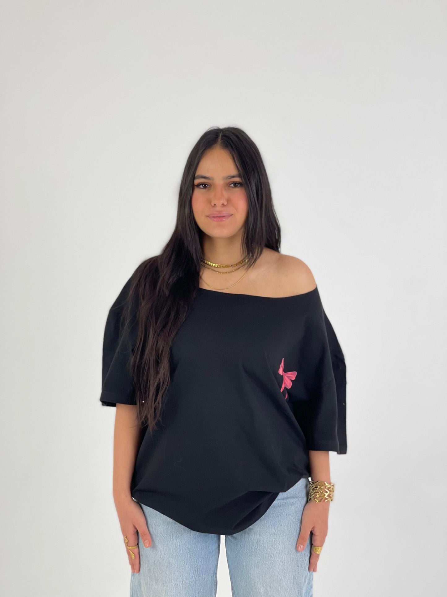 Off -Shoulder Bow Back Tee