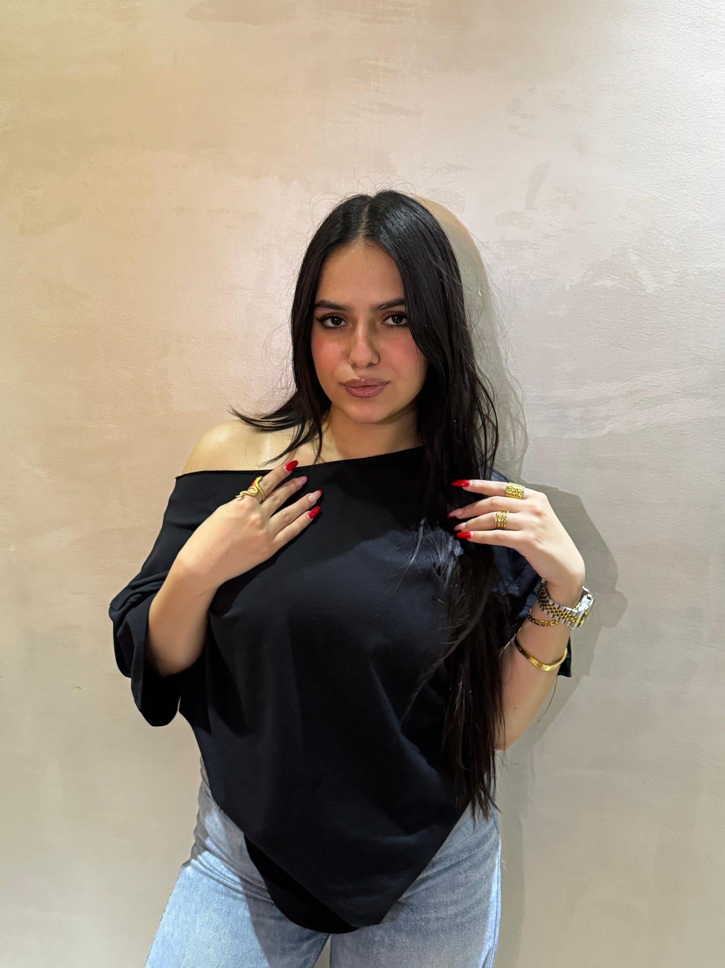 Classic Off-Shoulder Plain Tee
