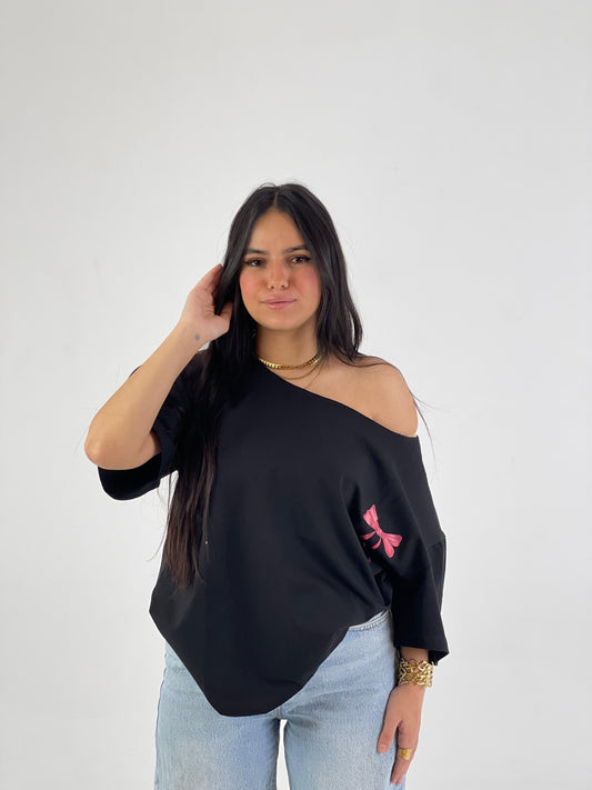 Off -Shoulder Bow Back Tee