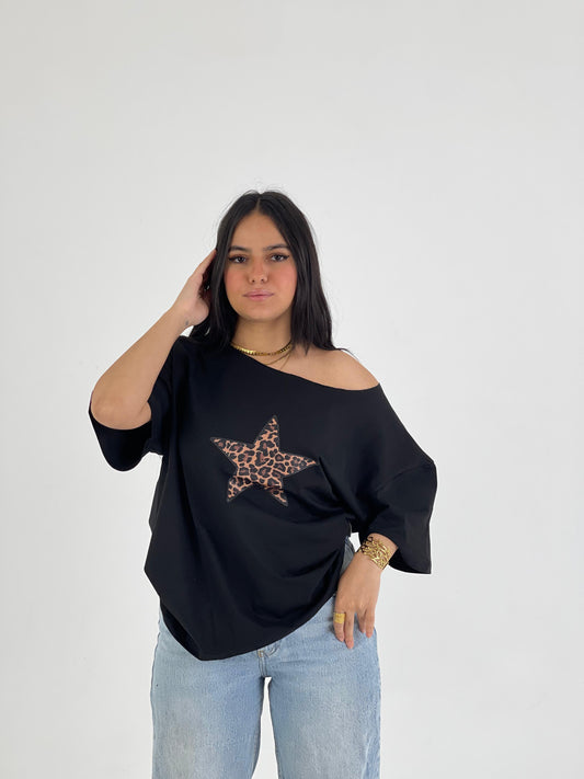 Black Star Off-Shoulder Tee