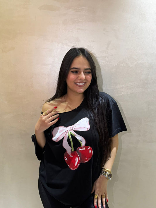 Cherry Pop Off-Shoulder Tee