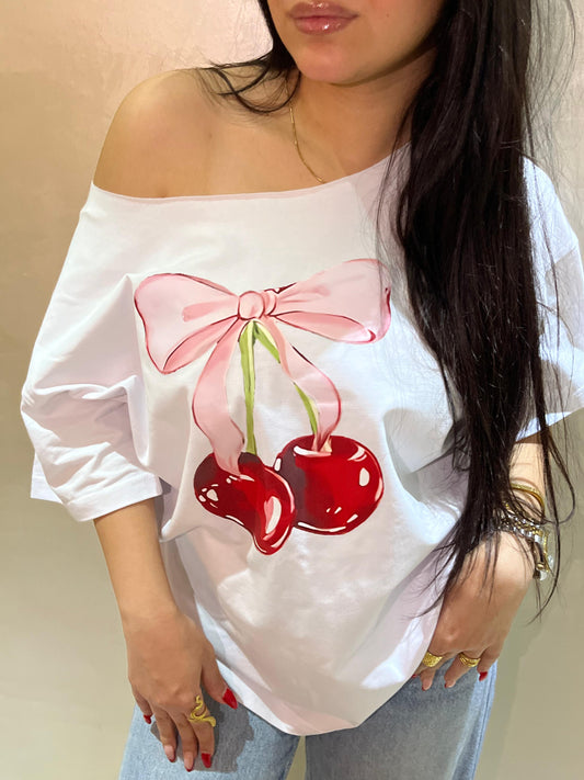 Cherry Kiss White Tee