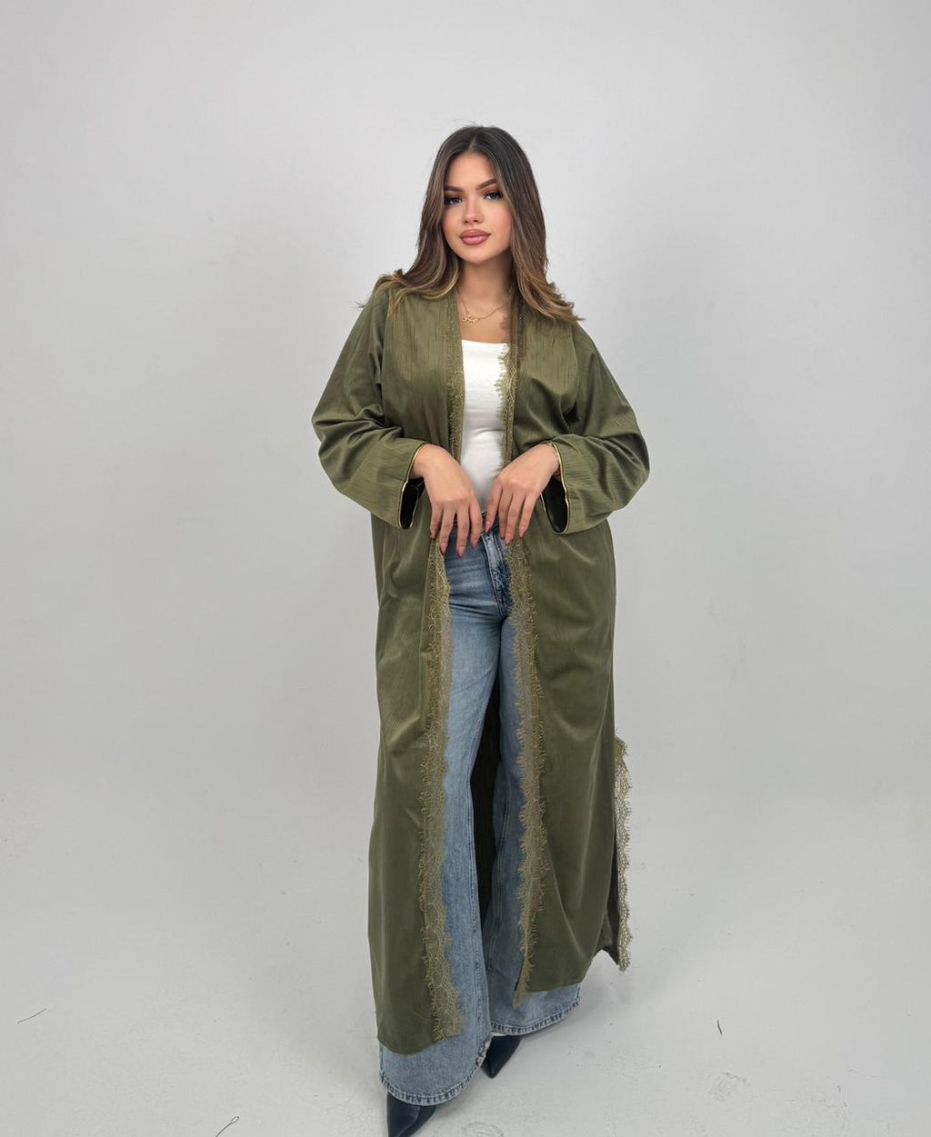 Olive lace caftan