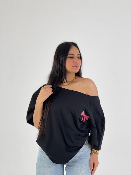 Off -Shoulder Bow Back Tee