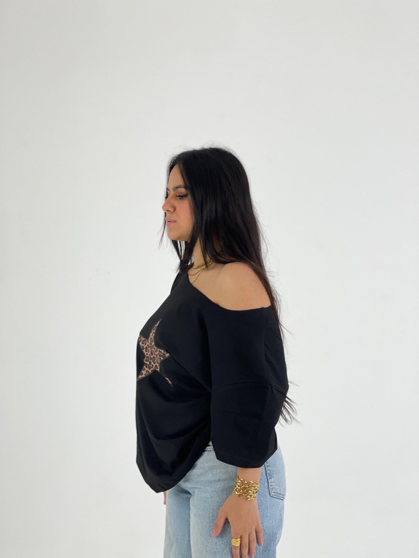 Black Star Off-Shoulder Tee