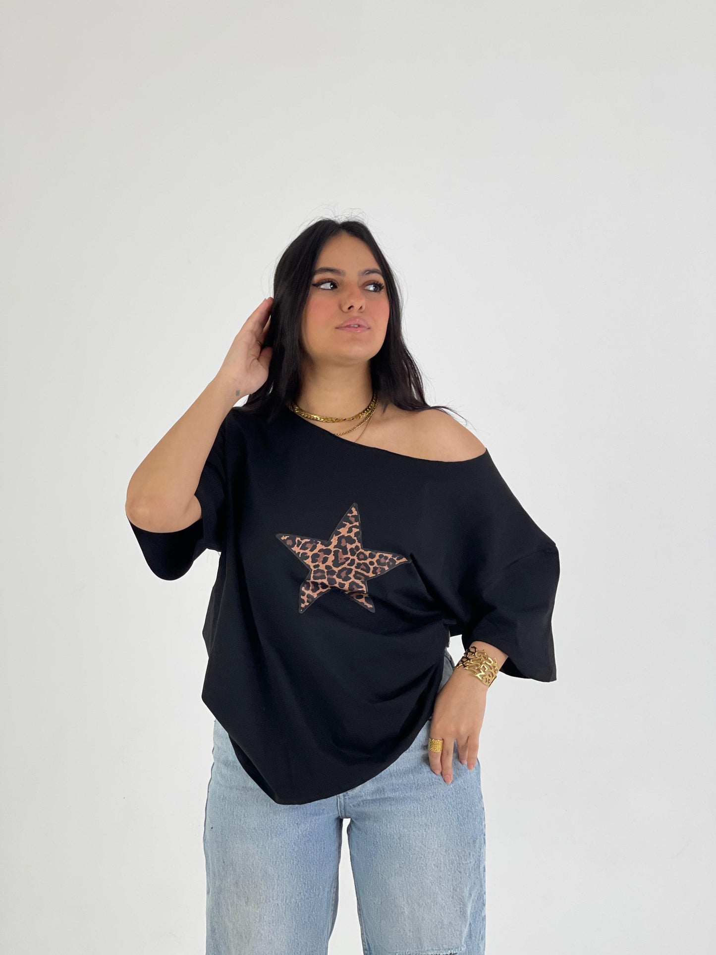 Black Star Off-Shoulder Tee