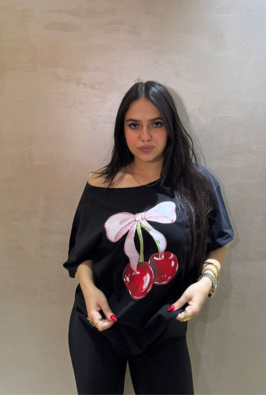 Cherry Pop Off-Shoulder Tee