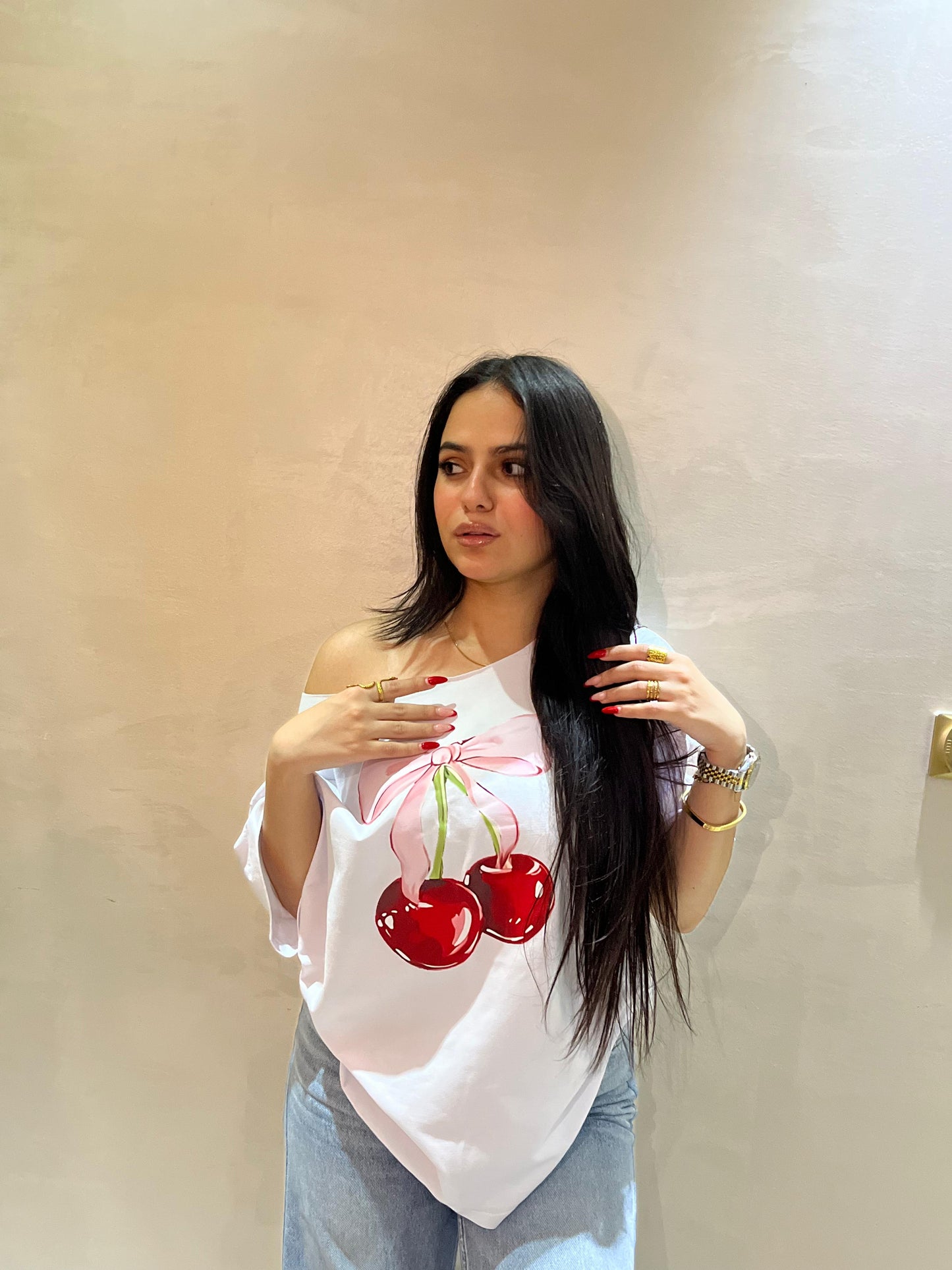 Cherry Kiss White Tee