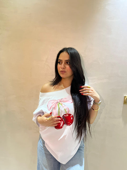 Cherry Kiss White Tee