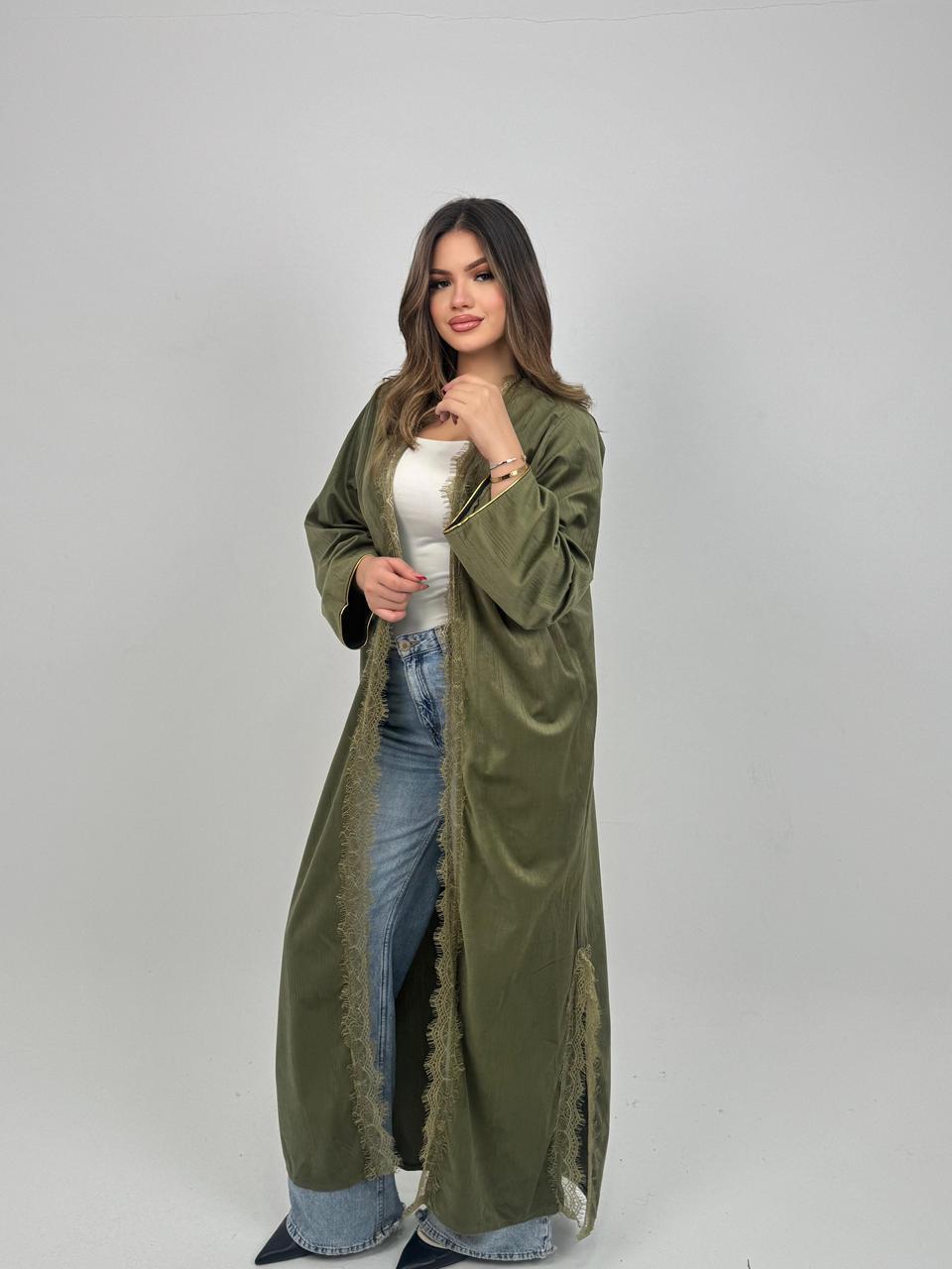 Olive lace caftan
